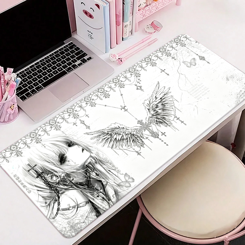 Pc Gaming Upgrades - Leather Mousepad Black White Anime Aesthetics